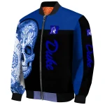 duke blue devils intricate skull blue black bomber jacket best selling