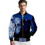duke blue devils intricate skull blue black bomber jacket best selling