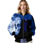 duke blue devils intricate skull blue black bomber jacket best selling