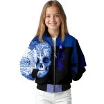 duke blue devils intricate skull blue black bomber jacket best selling