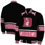 duke blue devils pink ribbon black pink varsity jacket best selling