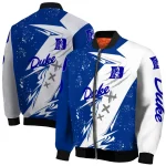 duke blue devils ripped bolt blue white bomber jacket best selling