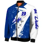 duke blue devils ripped bolt blue white bomber jacket best selling