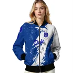 duke blue devils ripped bolt blue white bomber jacket best selling