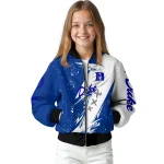 duke blue devils ripped bolt blue white bomber jacket best selling