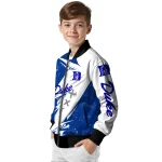 duke blue devils ripped bolt blue white bomber jacket best selling