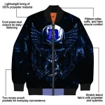 duke blue devils skull bite blue black bomber jacket best selling