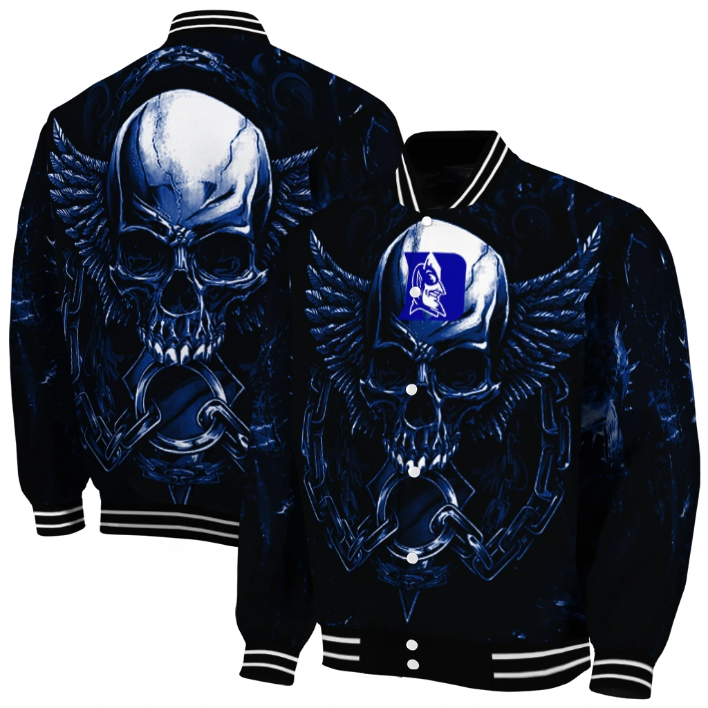 duke blue devils skull bite blue black varsity jacket fashion forward duke blue devils skull bite blue black varsity jacket fashion forward
