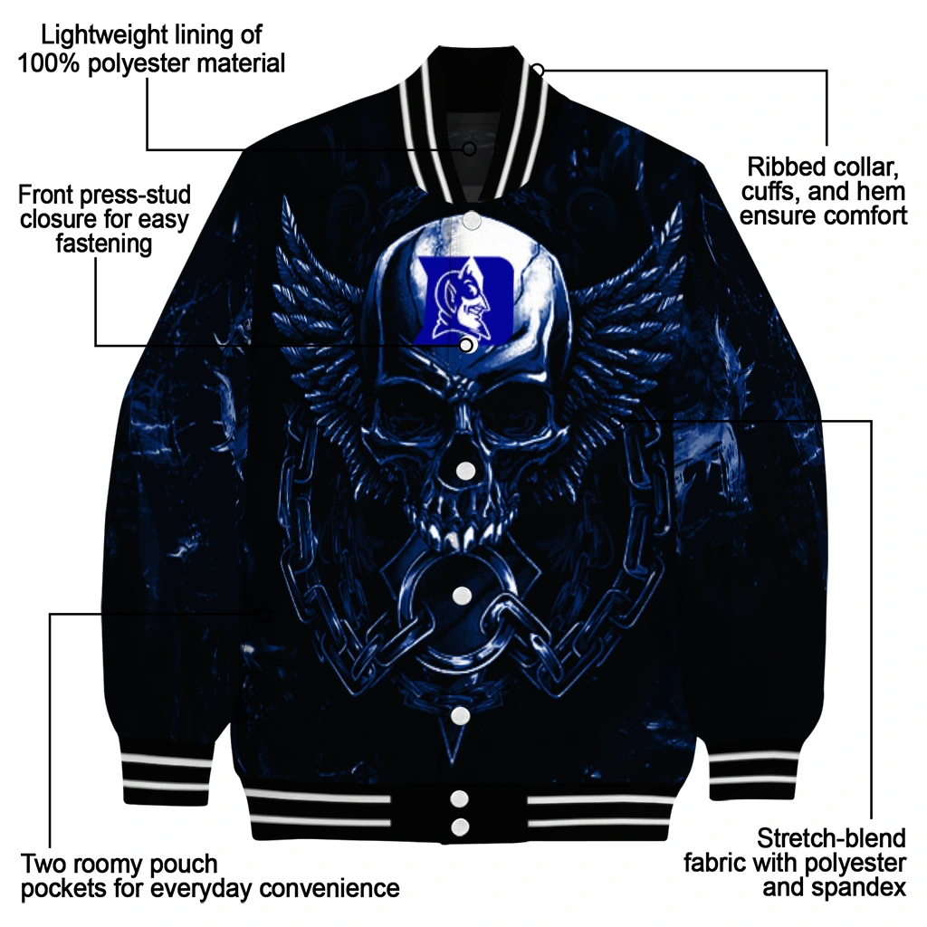 duke blue devils skull bite blue black varsity jacket new arrival duke blue devils skull bite blue black varsity jacket new arrival