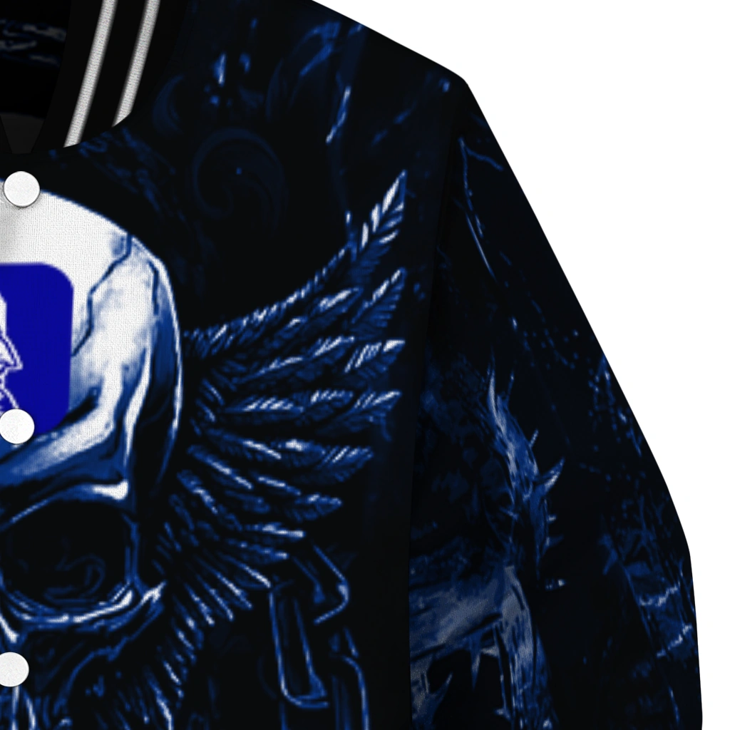 duke blue devils skull bite blue black varsity jacket premium grade duke blue devils skull bite blue black varsity jacket premium grade