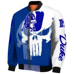 duke blue devils skull outline blue white bomber jacket best selling
