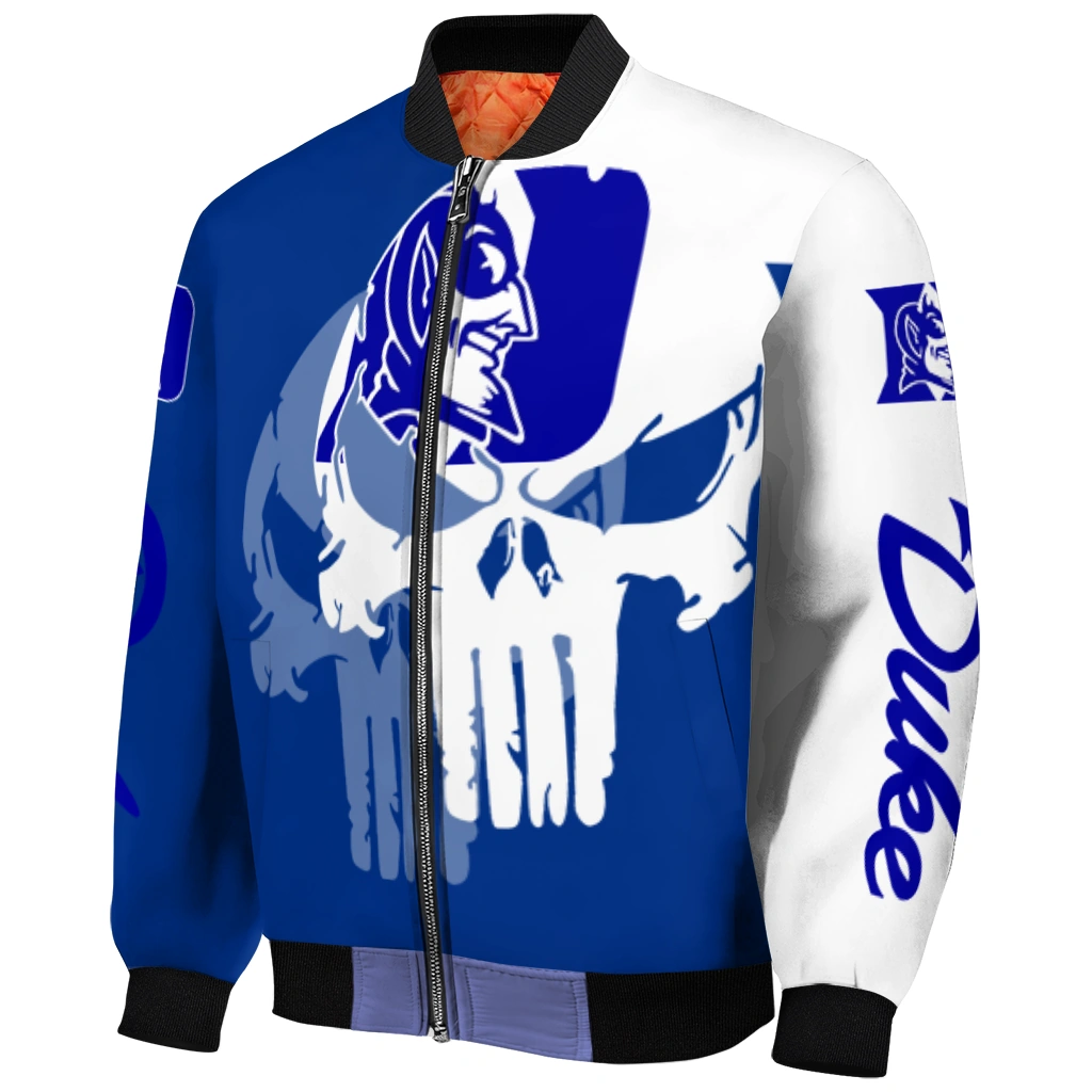 duke blue devils skull outline blue white bomber jacket fashion forward duke blue devils skull outline blue white bomber jacket fashion forward