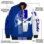 duke blue devils skull outline blue white bomber jacket best selling