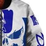 duke blue devils skull outline blue white bomber jacket best selling