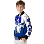 duke blue devils skull outline blue white bomber jacket best selling