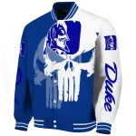 duke blue devils skull outline blue white varsity jacket best selling