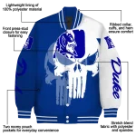 duke blue devils skull outline blue white varsity jacket best selling