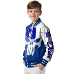 duke blue devils skull outline blue white varsity jacket best selling