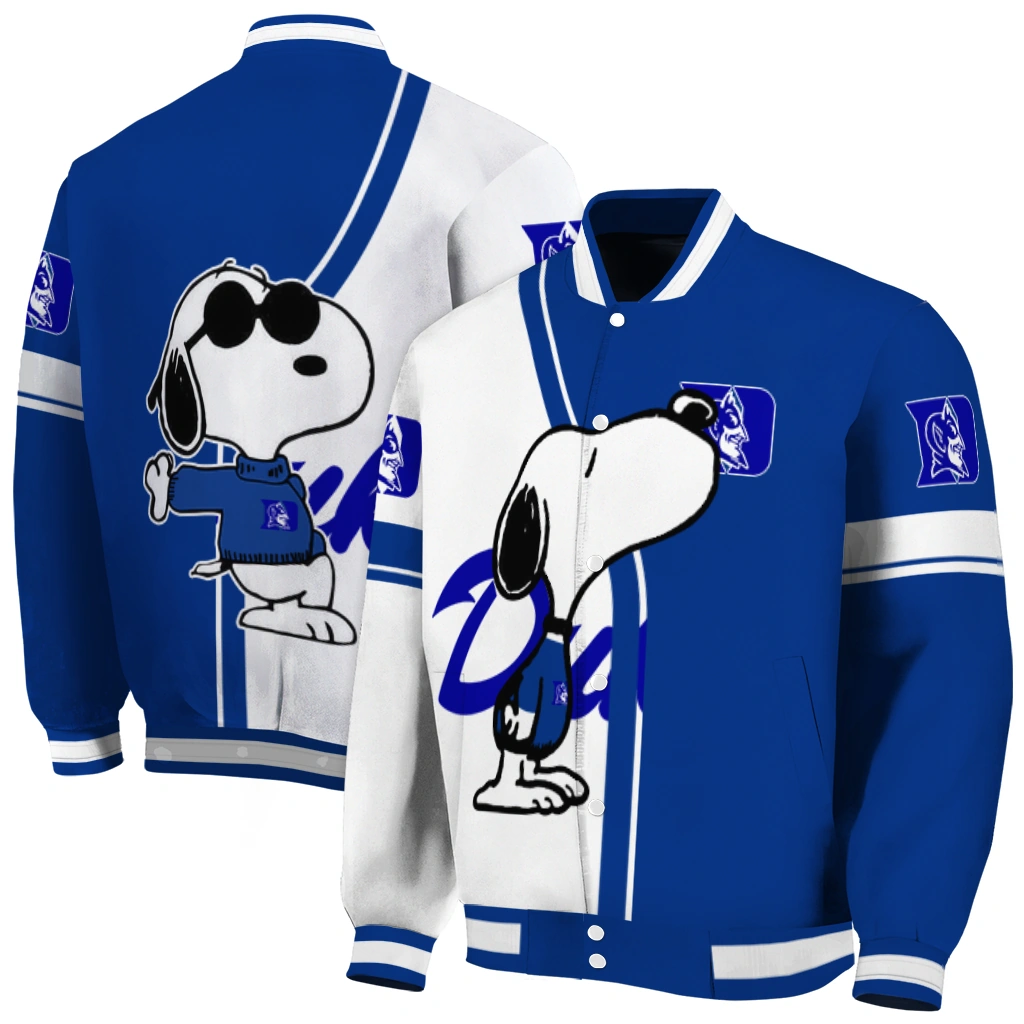 duke blue devils snoopy attitude blue varsity jacket fashion forward duke blue devils snoopy attitude blue varsity jacket fashion forward