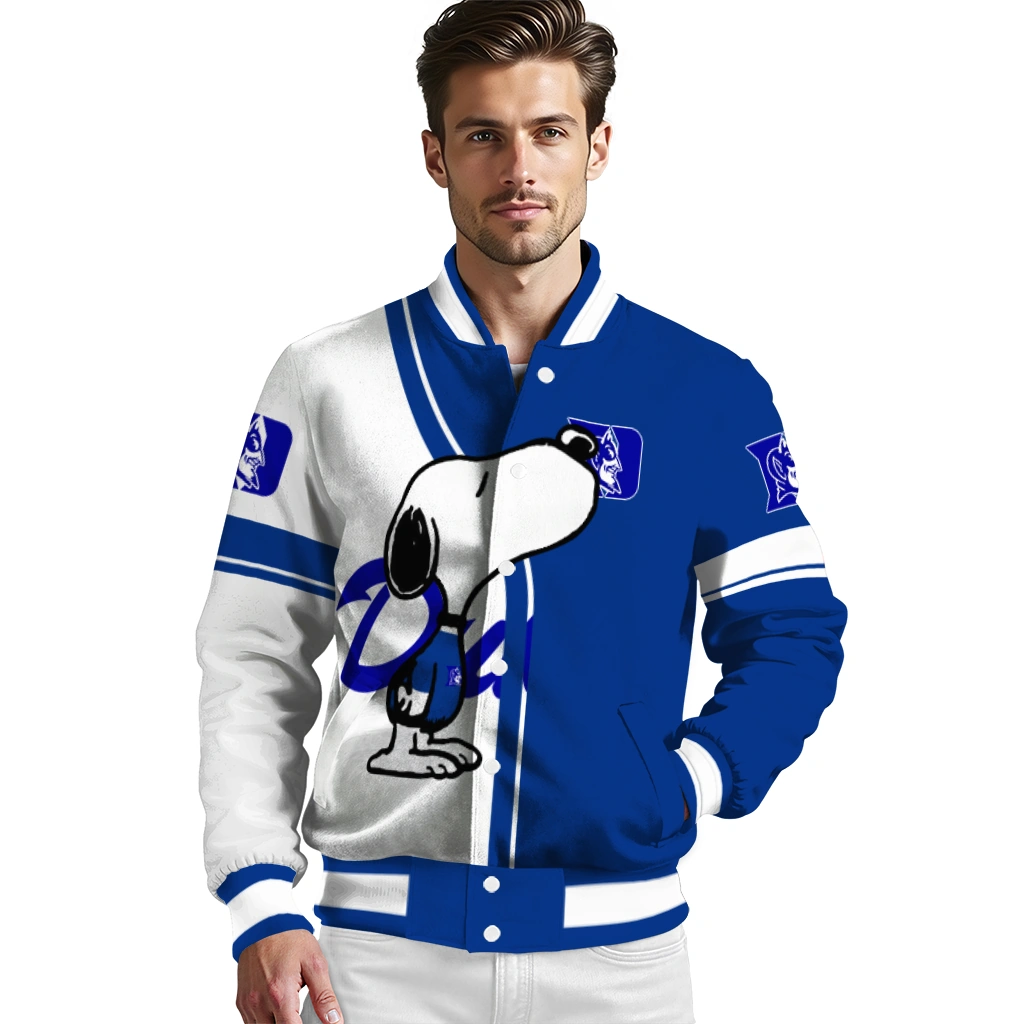 duke blue devils snoopy attitude blue varsity jacket high quality duke blue devils snoopy attitude blue varsity jacket high quality