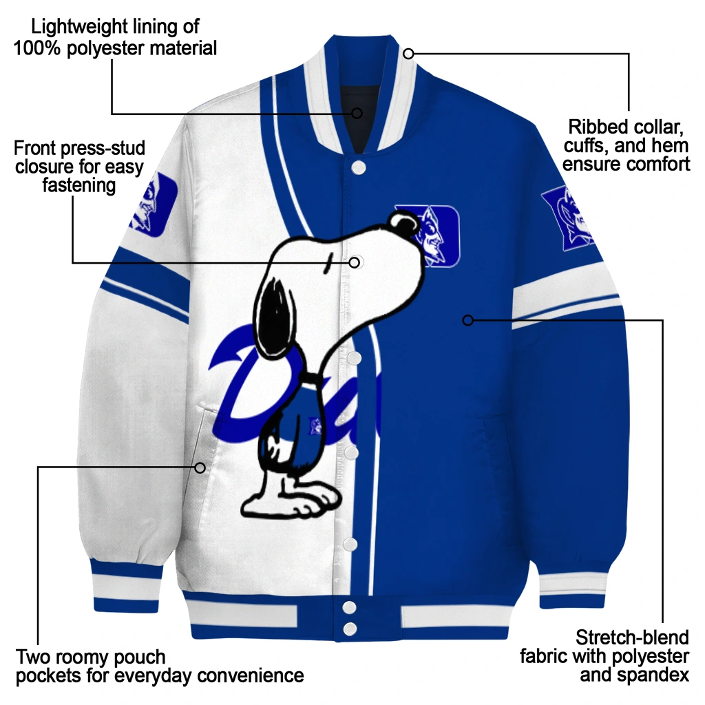 duke blue devils snoopy attitude blue varsity jacket new arrival duke blue devils snoopy attitude blue varsity jacket new arrival