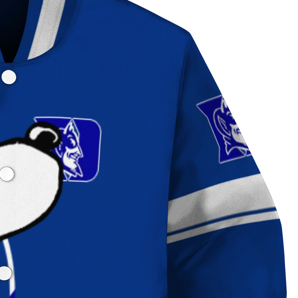 duke blue devils snoopy attitude blue varsity jacket premium grade duke blue devils snoopy attitude blue varsity jacket premium grade