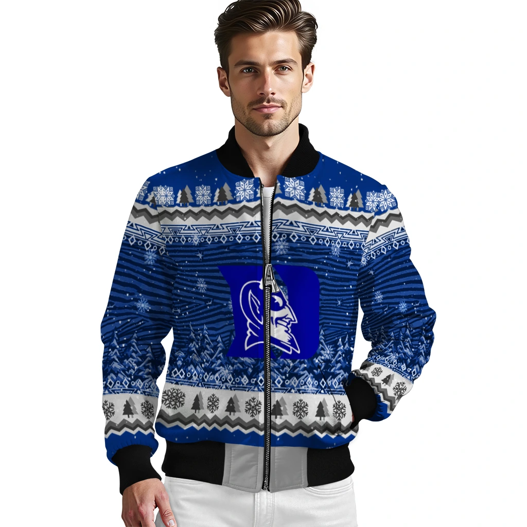 duke blue devils snowy pines blue bomber jacket high quality duke blue devils snowy pines blue bomber jacket high quality