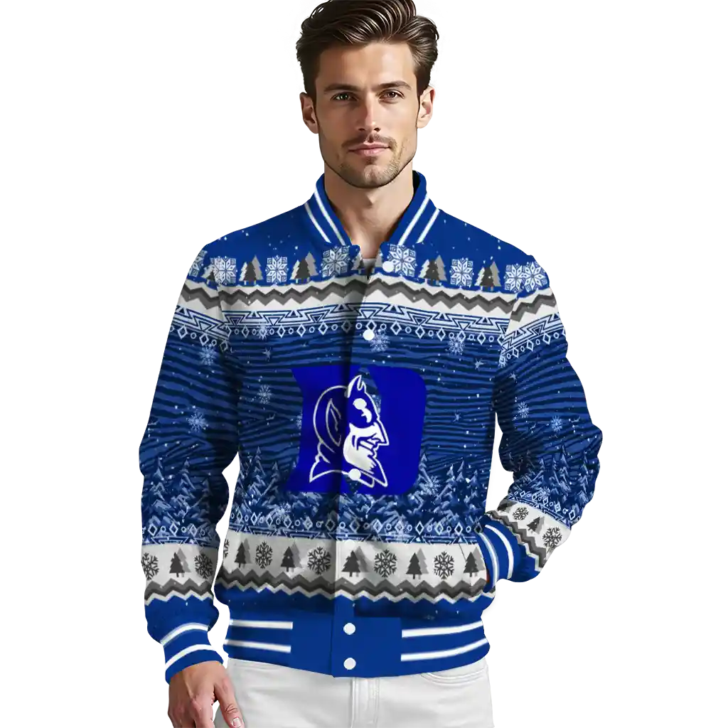 duke blue devils snowy pines blue varsity jacket high quality duke blue devils snowy pines blue varsity jacket high quality