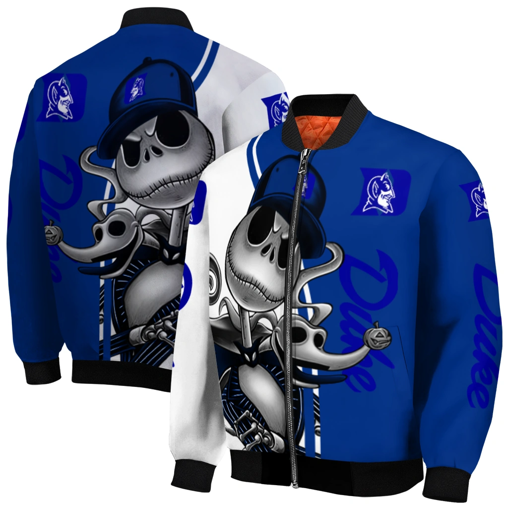 duke blue devils spooky grin blue bomber jacket best selling duke blue devils spooky grin blue bomber jacket best selling