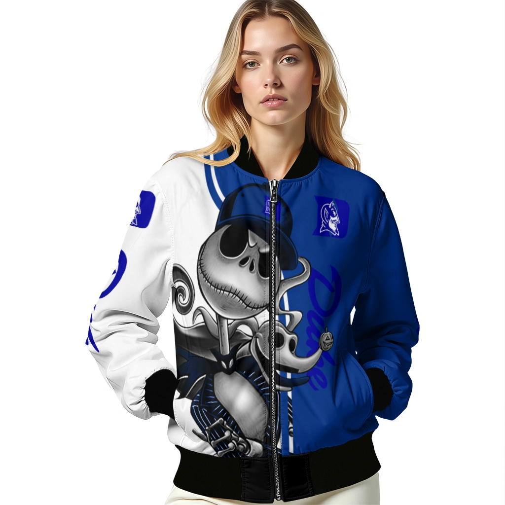 duke blue devils spooky grin blue bomber jacket latest model duke blue devils spooky grin blue bomber jacket latest model