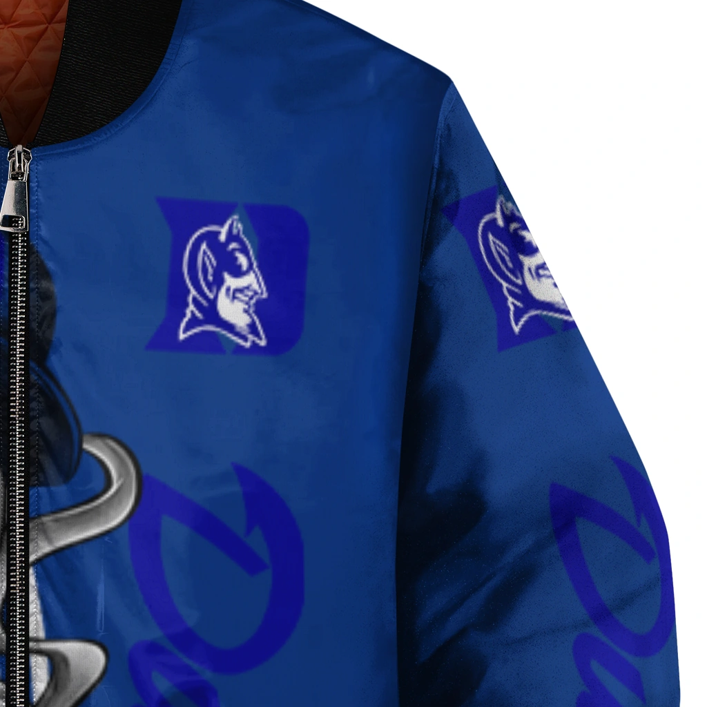 duke blue devils spooky grin blue bomber jacket premium grade duke blue devils spooky grin blue bomber jacket premium grade
