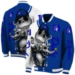 duke blue devils spooky grin blue varsity jacket best selling