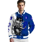 duke blue devils spooky grin blue varsity jacket best selling