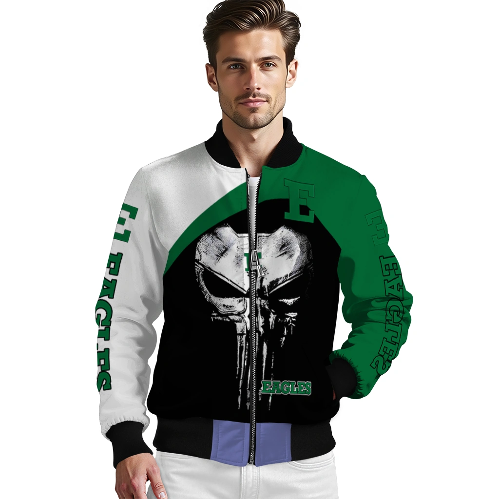 eastern michigan eagles edgy mask green black bomber jacket high quality eastern michigan eagles edgy mask green black bomber jacket high quality