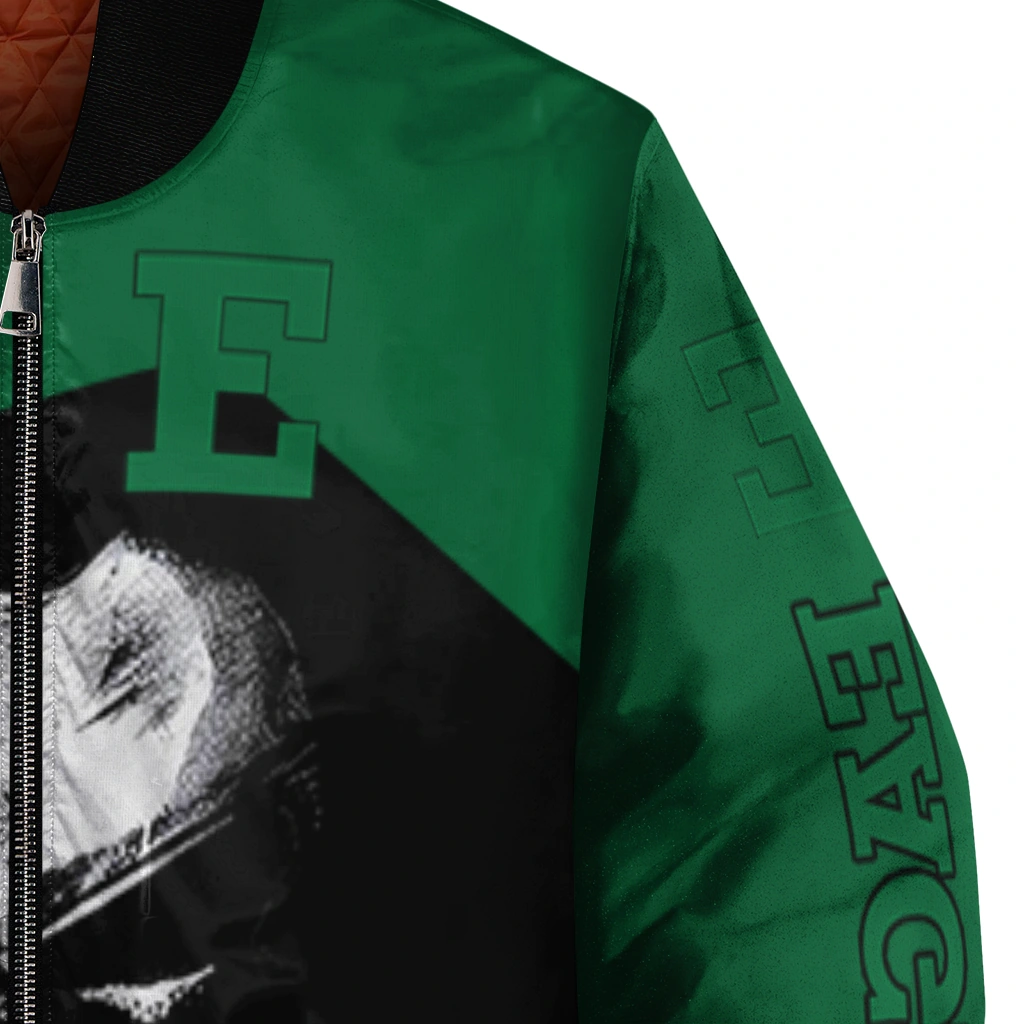 eastern michigan eagles edgy mask green black bomber jacket premium grade eastern michigan eagles edgy mask green black bomber jacket premium grade