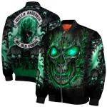 eastern michigan eagles inferno skull green black bomber jacket best selling