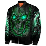 eastern michigan eagles inferno skull green black bomber jacket best selling