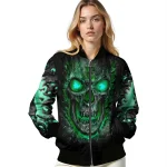 eastern michigan eagles inferno skull green black bomber jacket best selling