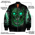 eastern michigan eagles inferno skull green black bomber jacket best selling