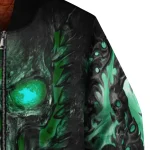 eastern michigan eagles inferno skull green black bomber jacket best selling