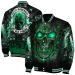 eastern michigan eagles inferno skull green black varsity jacket best selling