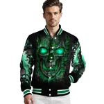 eastern michigan eagles inferno skull green black varsity jacket best selling