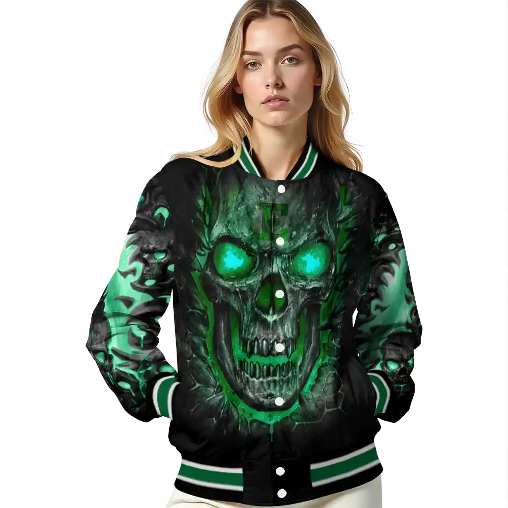 eastern michigan eagles inferno skull green black varsity jacket latest model eastern michigan eagles inferno skull green black varsity jacket latest model