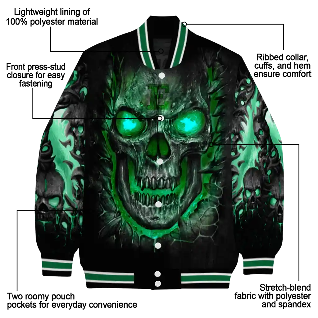 eastern michigan eagles inferno skull green black varsity jacket new arrival eastern michigan eagles inferno skull green black varsity jacket new arrival