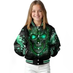 eastern michigan eagles inferno skull green black varsity jacket best selling