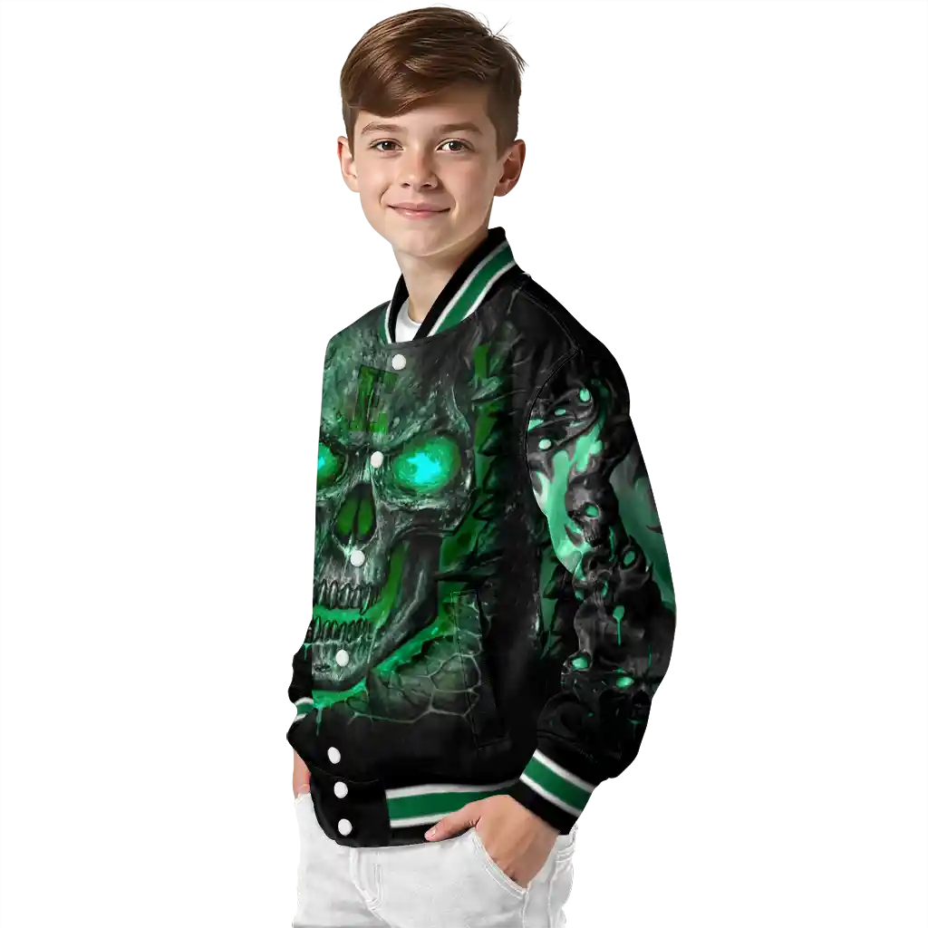 eastern michigan eagles inferno skull green black varsity jacket trendy eastern michigan eagles inferno skull green black varsity jacket trendy