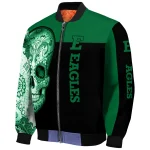 eastern michigan eagles intricate skull green black bomber jacket best selling