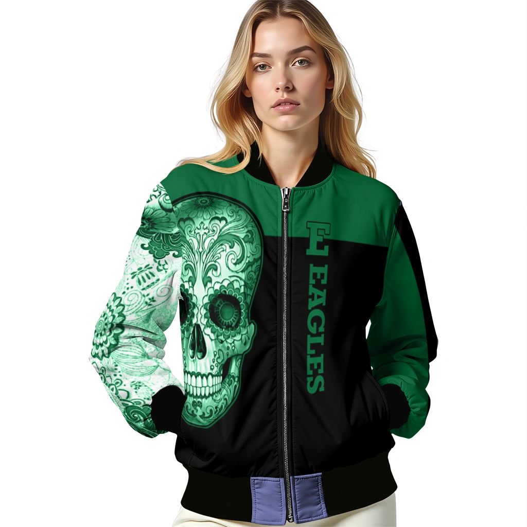 eastern michigan eagles intricate skull green black bomber jacket latest model eastern michigan eagles intricate skull green black bomber jacket latest model