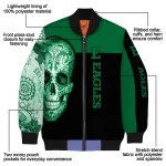 eastern michigan eagles intricate skull green black bomber jacket best selling