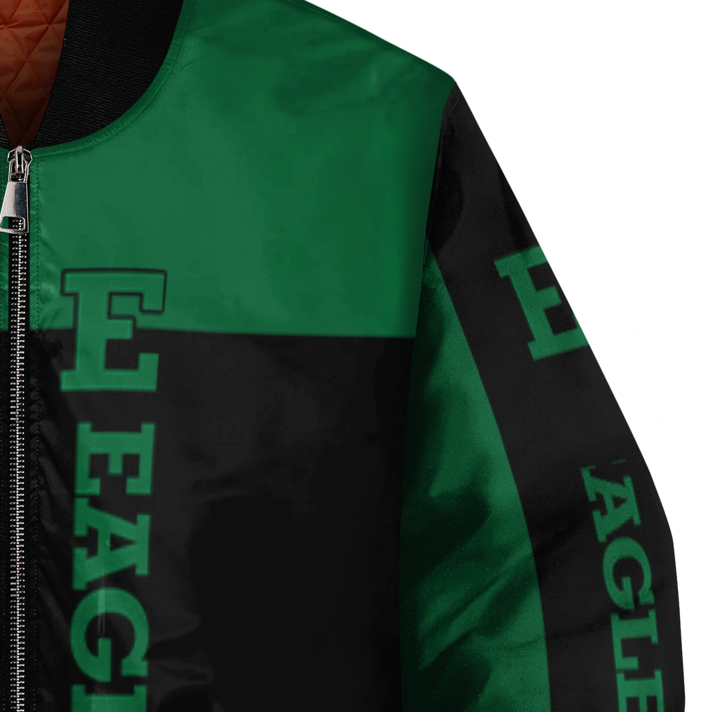 eastern michigan eagles intricate skull green black bomber jacket premium grade eastern michigan eagles intricate skull green black bomber jacket premium grade